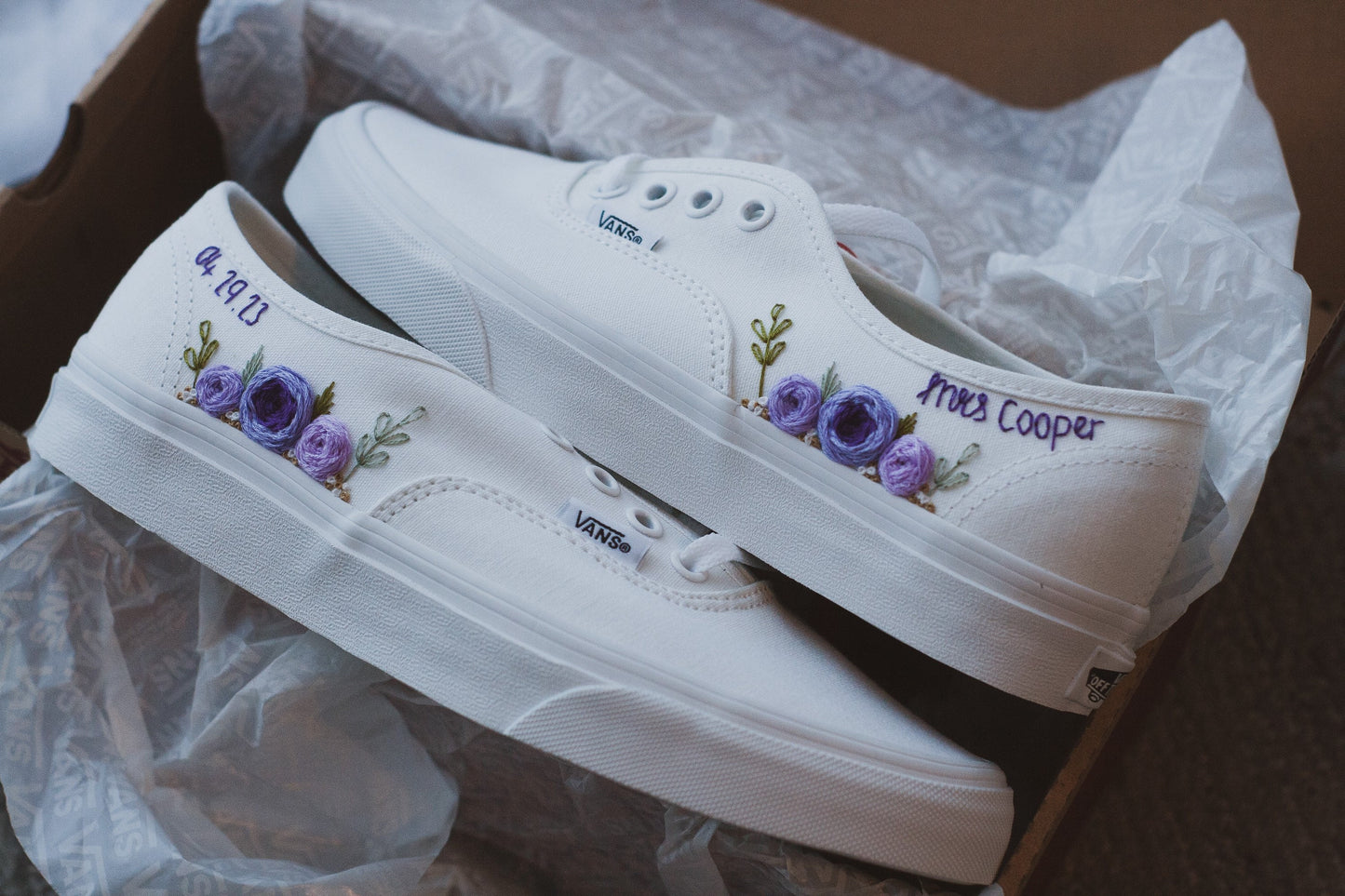 Rose Embroidered Low-Top Bridal Sneakers
