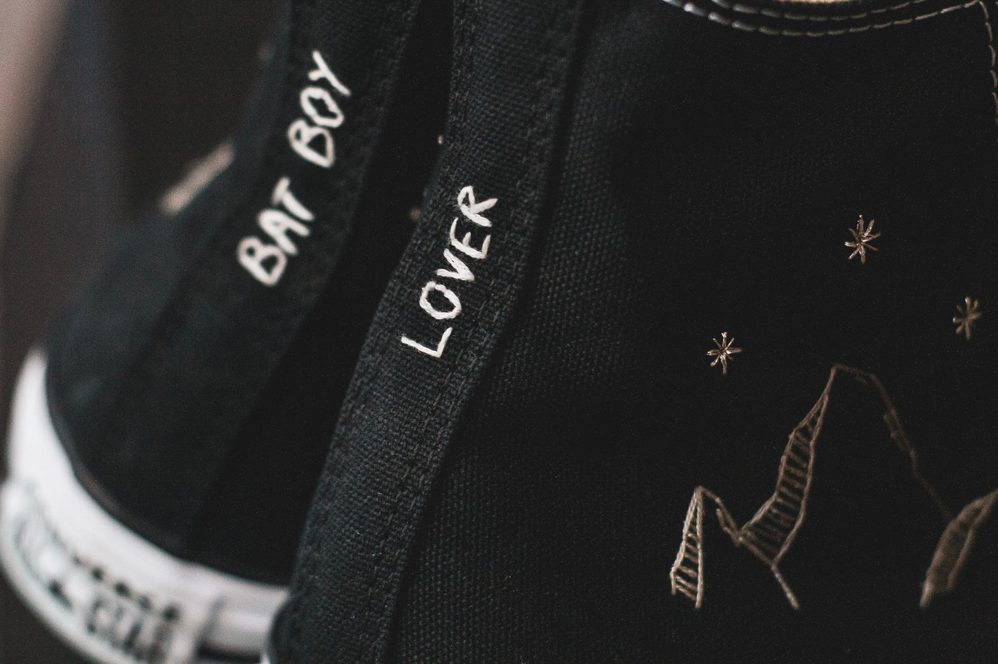 Bespoke Mountain and Stars Embroidered Sneakers