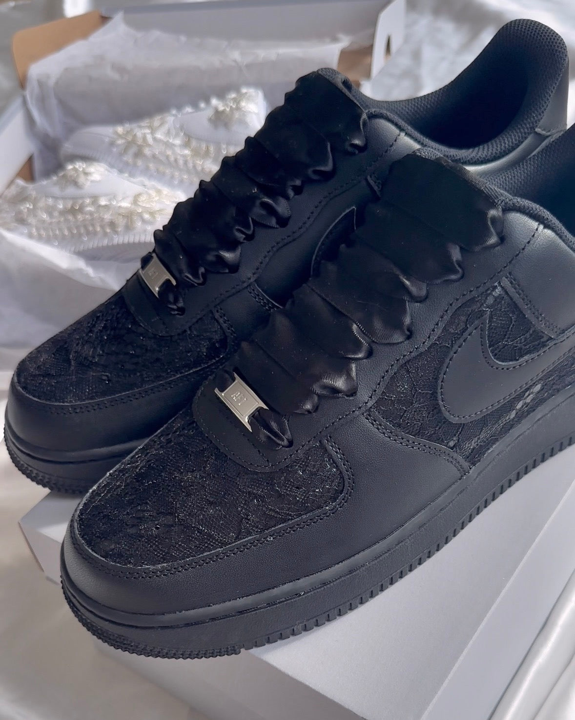 Black Lace Panel Men's Groom Wedding Sneaker