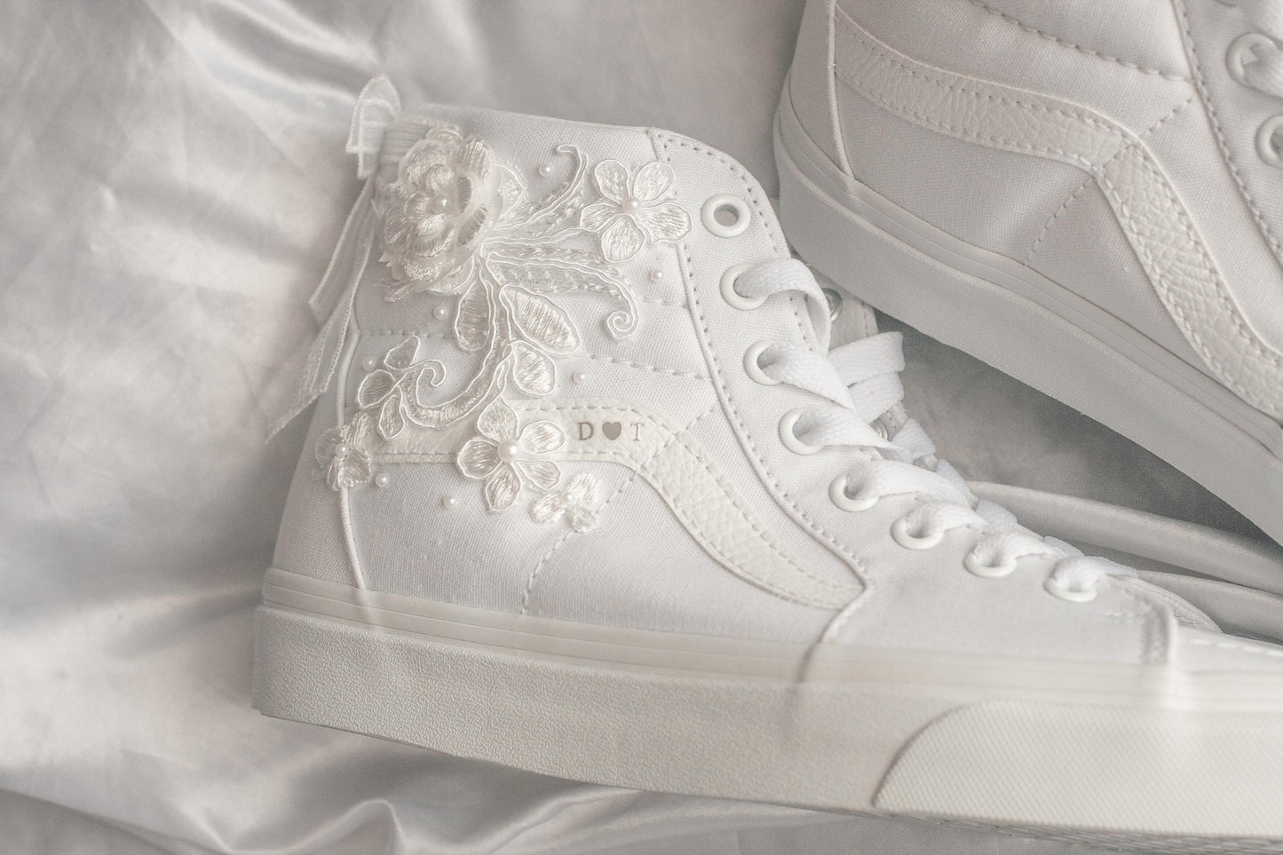 Custom High-top Floral Bridal Sneakers