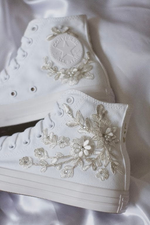 Bespoke Platinum Luxury Embroidered Bridal Sneaker