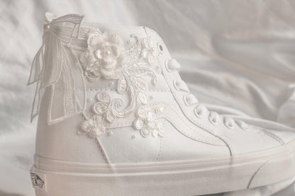 Custom High-top Floral Bridal Sneakers