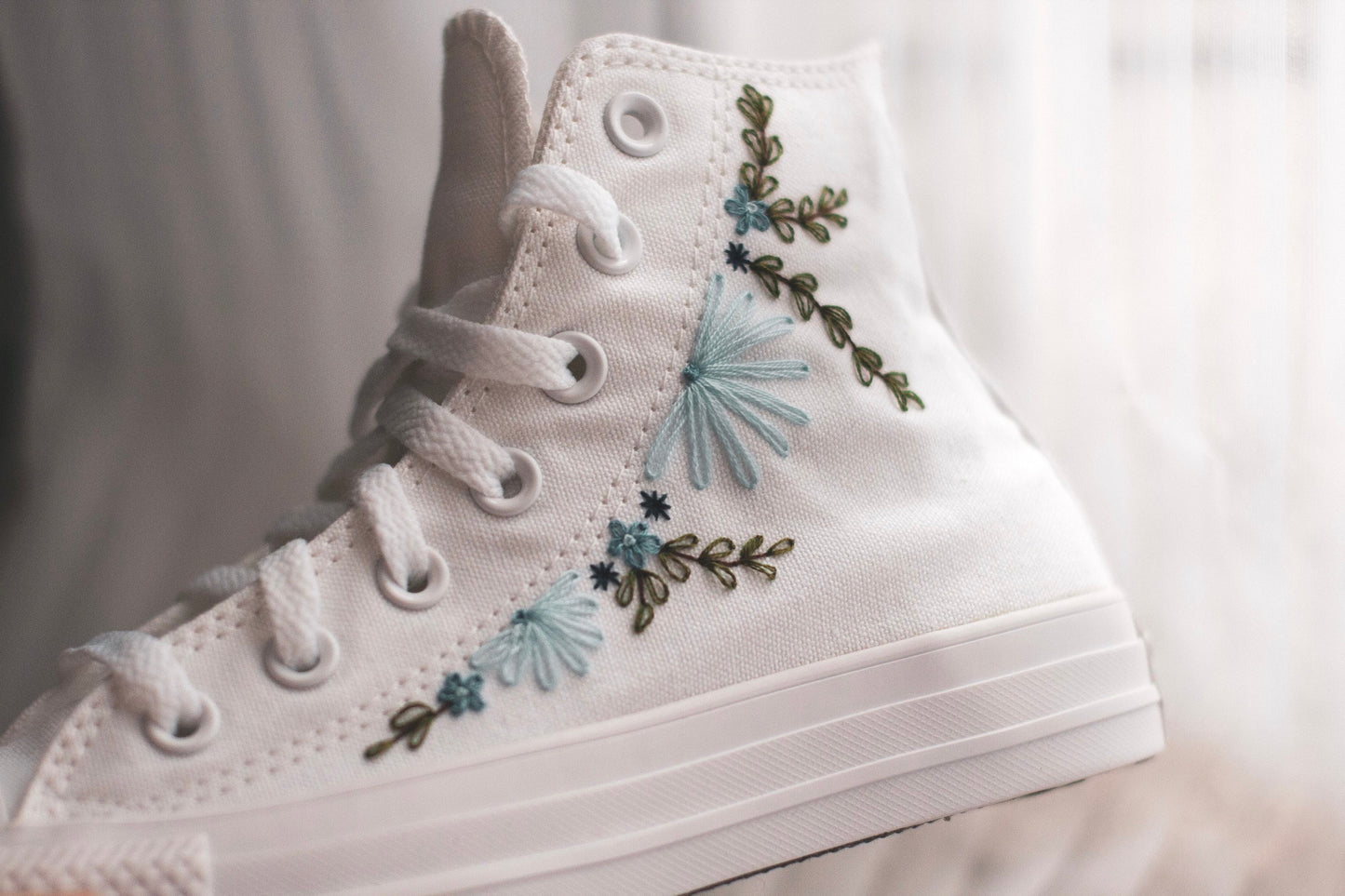 Bespoke 'Something Blue' High-top Embroidered Sneakers