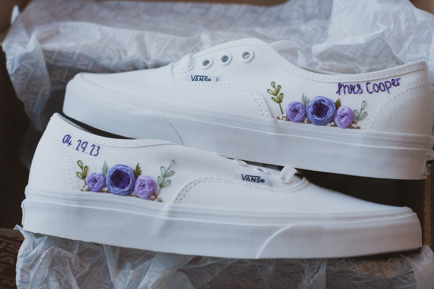 Rose Embroidered Low-Top Bridal Sneakers