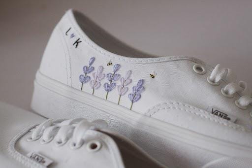 Bespoke Lavender Embroidered Floral Bridal Sneakers