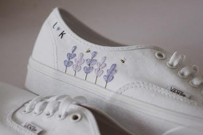 Bespoke Lavender Embroidered Floral Bridal Sneakers
