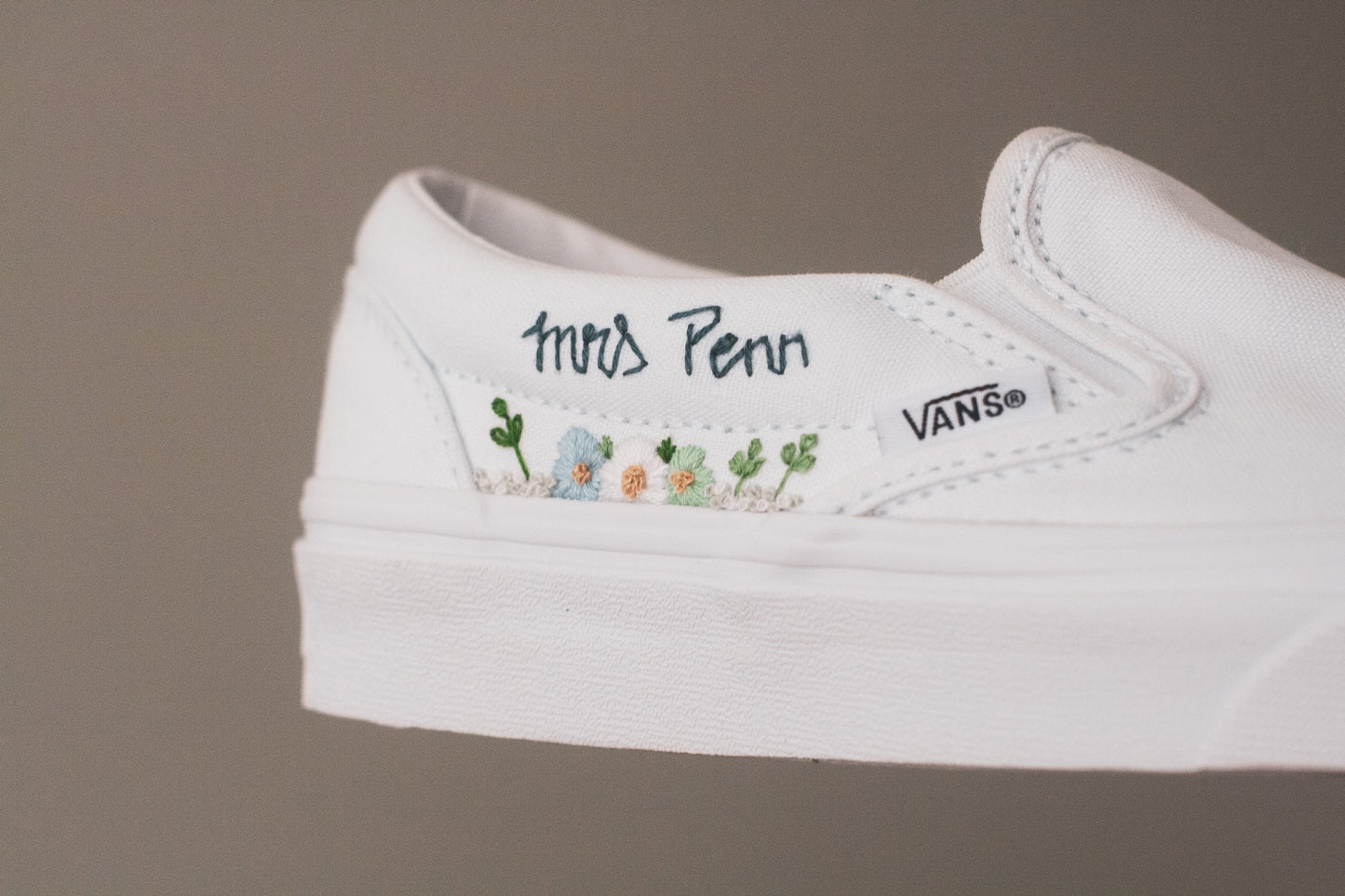 Custom Embroidered Bridal Slip On Sneakers