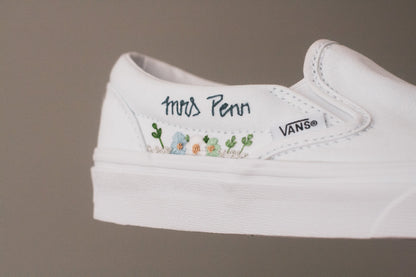 Custom Embroidered Bridal Slip On Sneakers