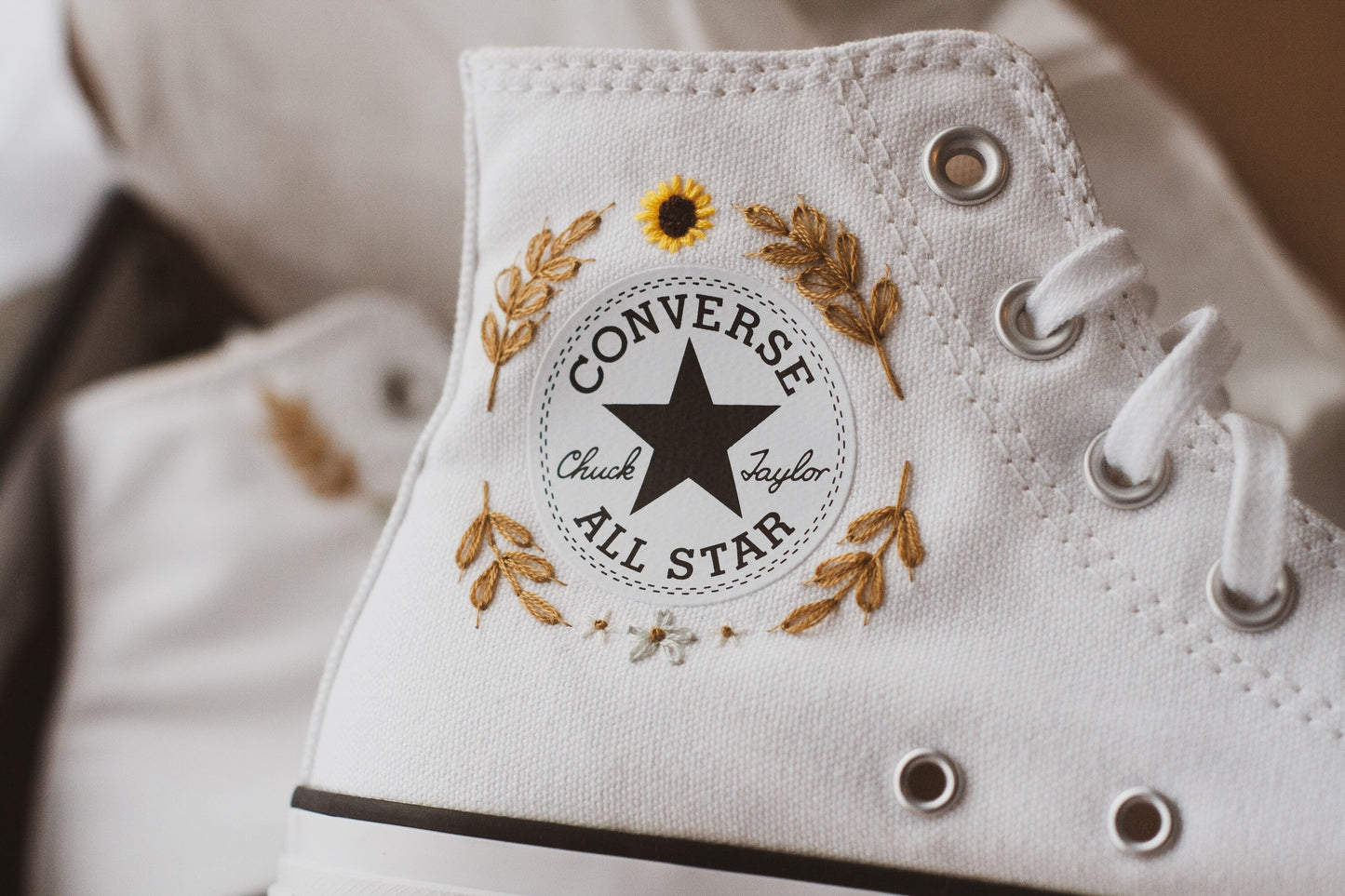 Sunflower Hand Embroidered Platform High Top Sneaker