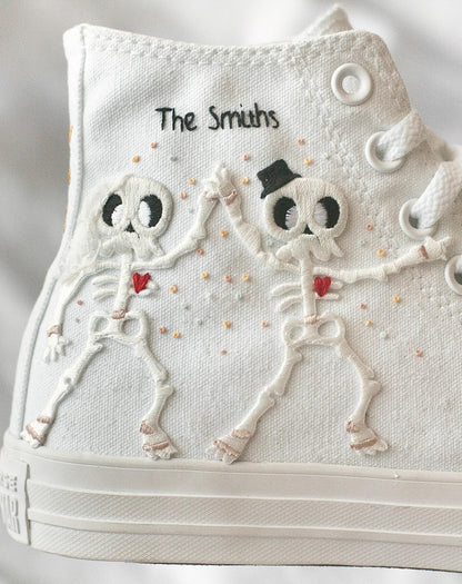 Bespoke “Till Death” Skeleton Bridal Sneakers