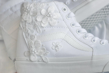 Bespoke Luxury Floral High-top Bridal Sneakers