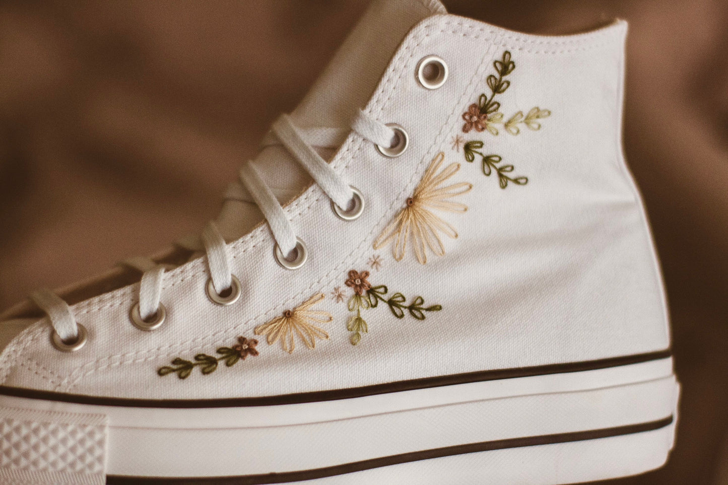 Bespoke Boho Embroidered High Top Platform Sneakers