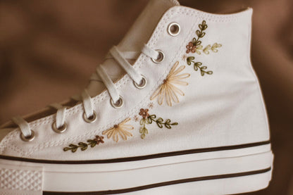 Bespoke Boho Embroidered High Top Platform Sneakers