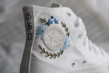 Bespoke 'Something Blue' High-top Embroidered Sneakers