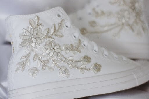 Bespoke Platinum Luxury Embroidered Bridal Sneaker