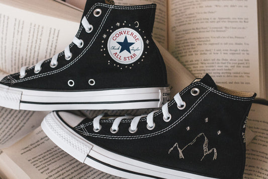 Bespoke Mountain and Stars Embroidered Sneakers
