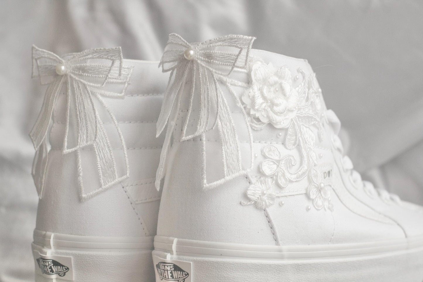 Custom High-top Floral Bridal Sneakers
