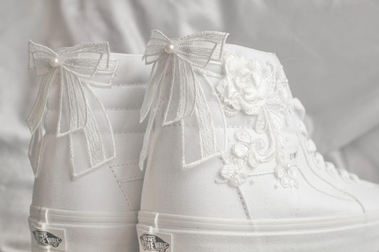 Custom High-top Floral Bridal Sneakers