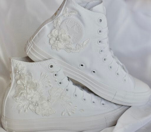 Bespoke Luxury Floral Embroidered Bridal Sneakers