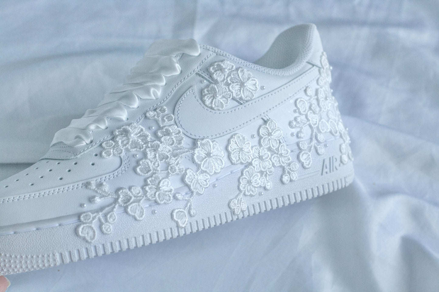 Bespoke Floral Lace Pearl Sneakers