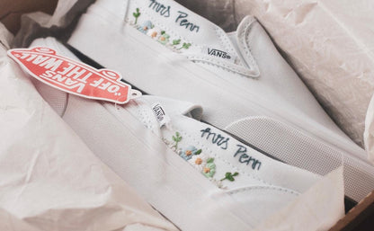 Custom Embroidered Bridal Slip On Sneakers