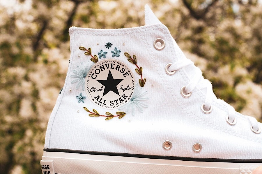 Bespoke 'Something Blue' Embroidered Bridal Platform Sneakers