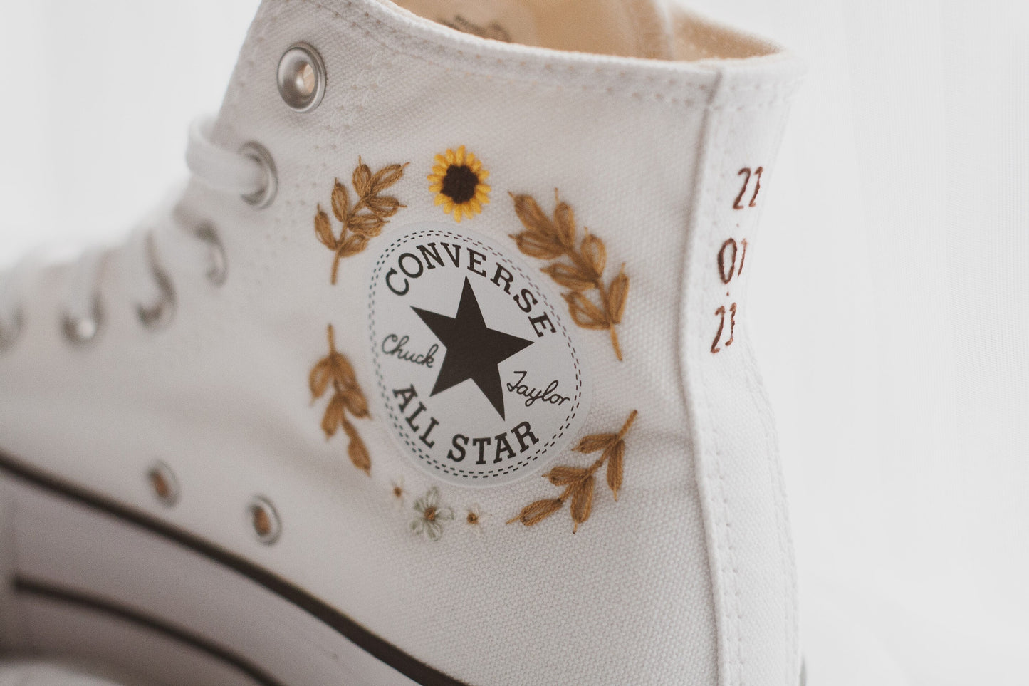 Sunflower Hand Embroidered Platform High Top Sneaker