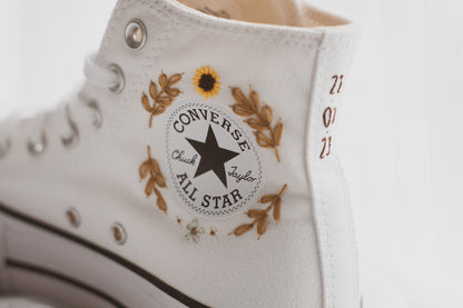 Sunflower Hand Embroidered Platform High Top Sneaker