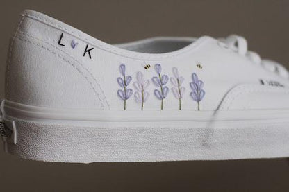 Bespoke Lavender Embroidered Floral Bridal Sneakers