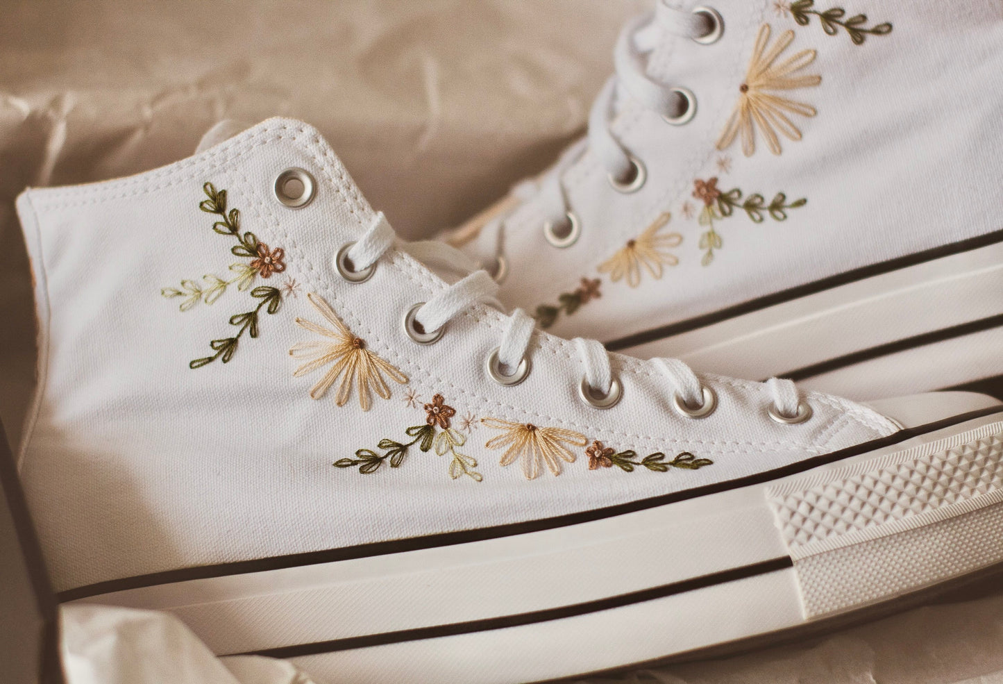 Bespoke Boho Embroidered High Top Platform Sneakers