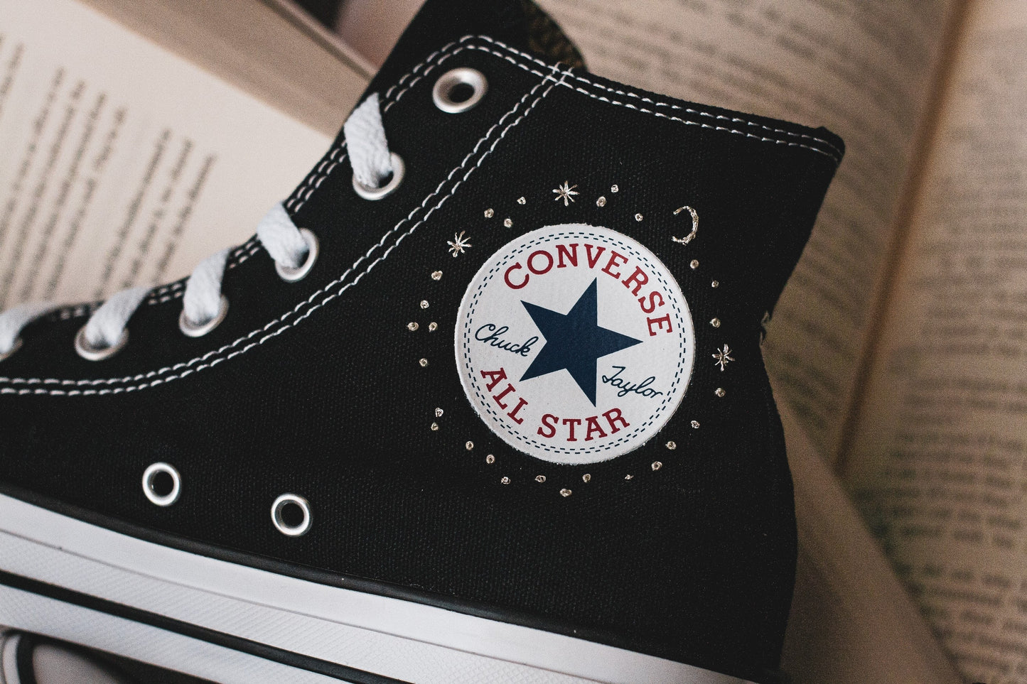 Bespoke Mountain and Stars Embroidered Sneakers