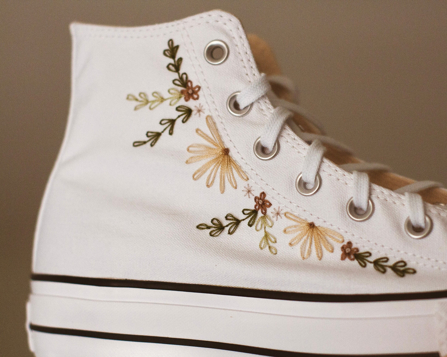 Bespoke Boho Embroidered High Top Platform Sneakers