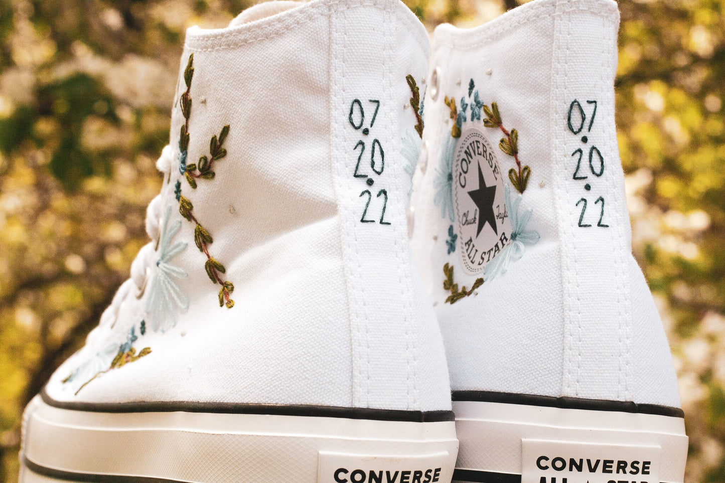 Bespoke 'Something Blue' Embroidered Bridal Platform Sneakers