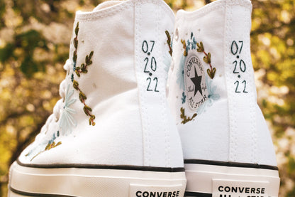 Bespoke 'Something Blue' Embroidered Bridal Platform Sneakers
