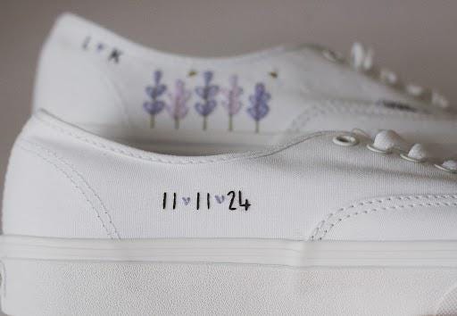 Bespoke Lavender Embroidered Floral Bridal Sneakers