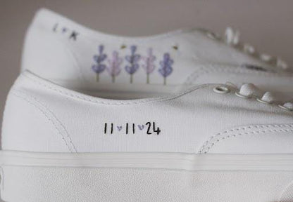 Bespoke Lavender Embroidered Floral Bridal Sneakers