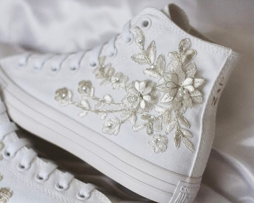 Bespoke Platinum Luxury Embroidered Bridal Sneaker