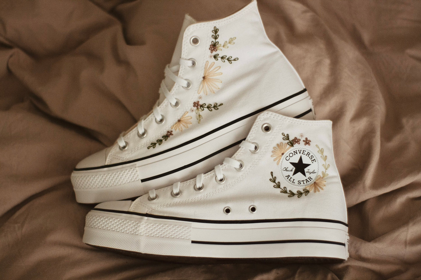 Bespoke Boho Embroidered High Top Platform Sneakers