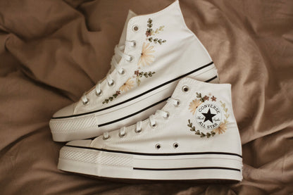 Bespoke Boho Embroidered High Top Platform Sneakers