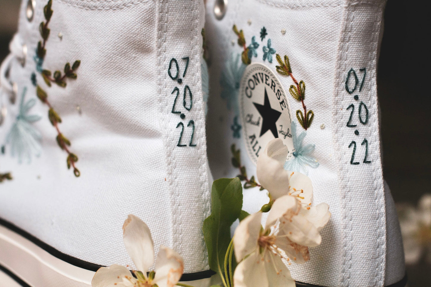 Bespoke 'Something Blue' Embroidered Bridal Platform Sneakers