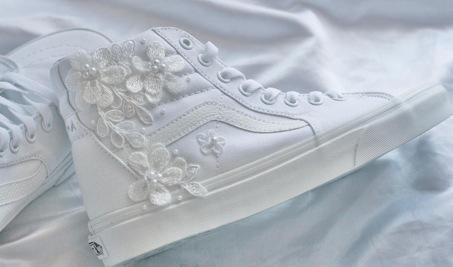 Bespoke Luxury Floral High-top Bridal Sneakers