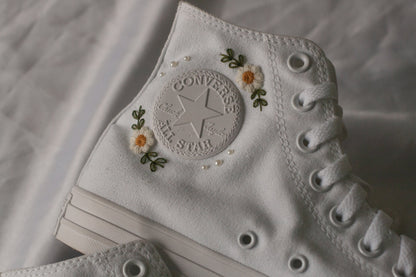 Bespoke Pastel Floral Embroidered Pearl Sneakers