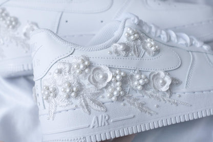 Bespoke Bridal Bright Pearl Embroidered Sneakers