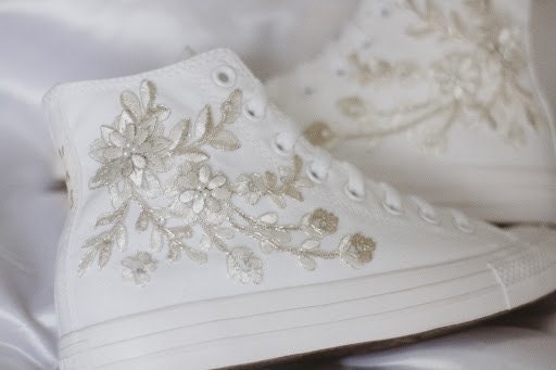 Bespoke Platinum Luxury Embroidered Bridal Sneaker