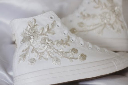 Bespoke Platinum Luxury Embroidered Bridal Sneaker