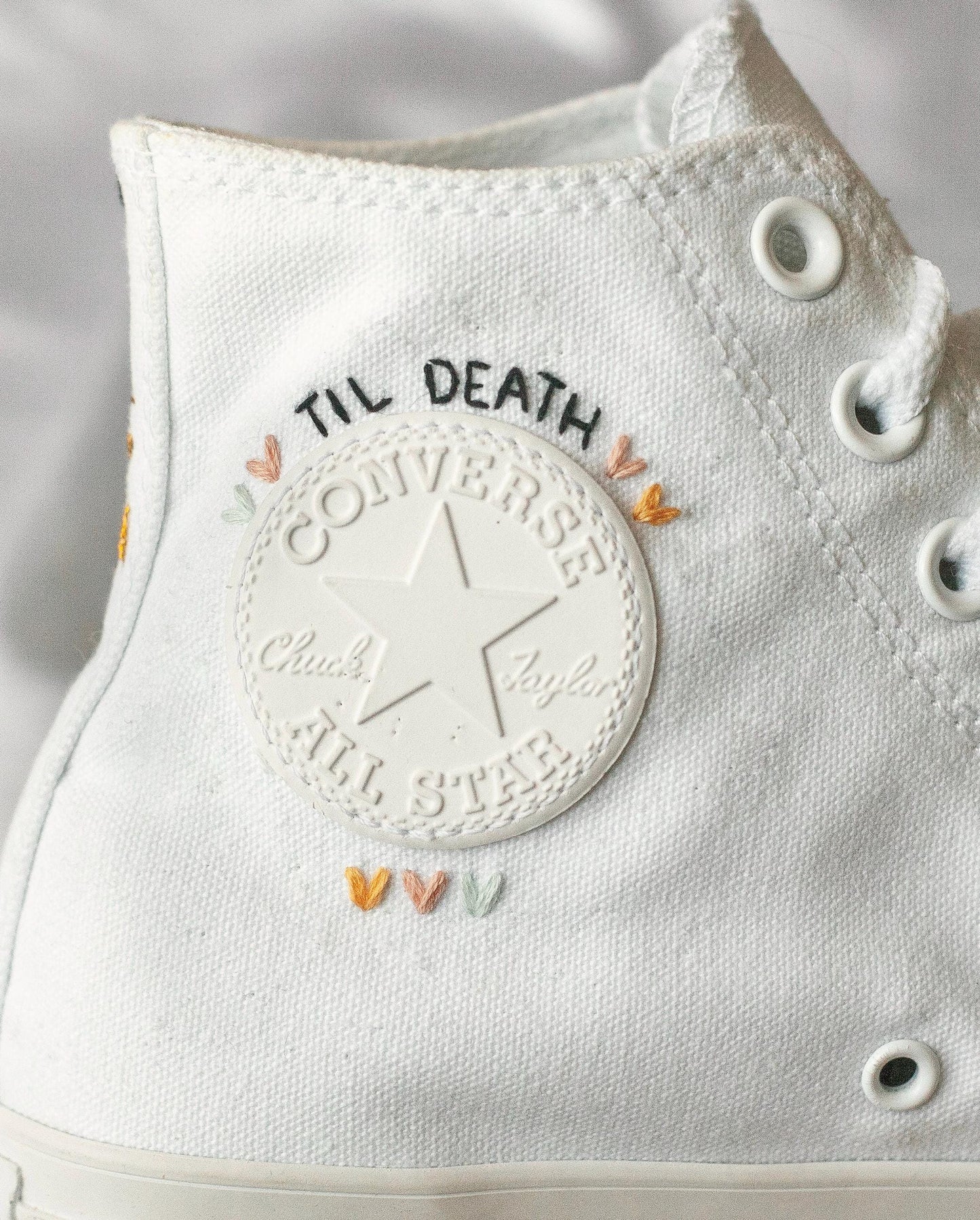 Bespoke “Till Death” Skeleton Bridal Sneakers