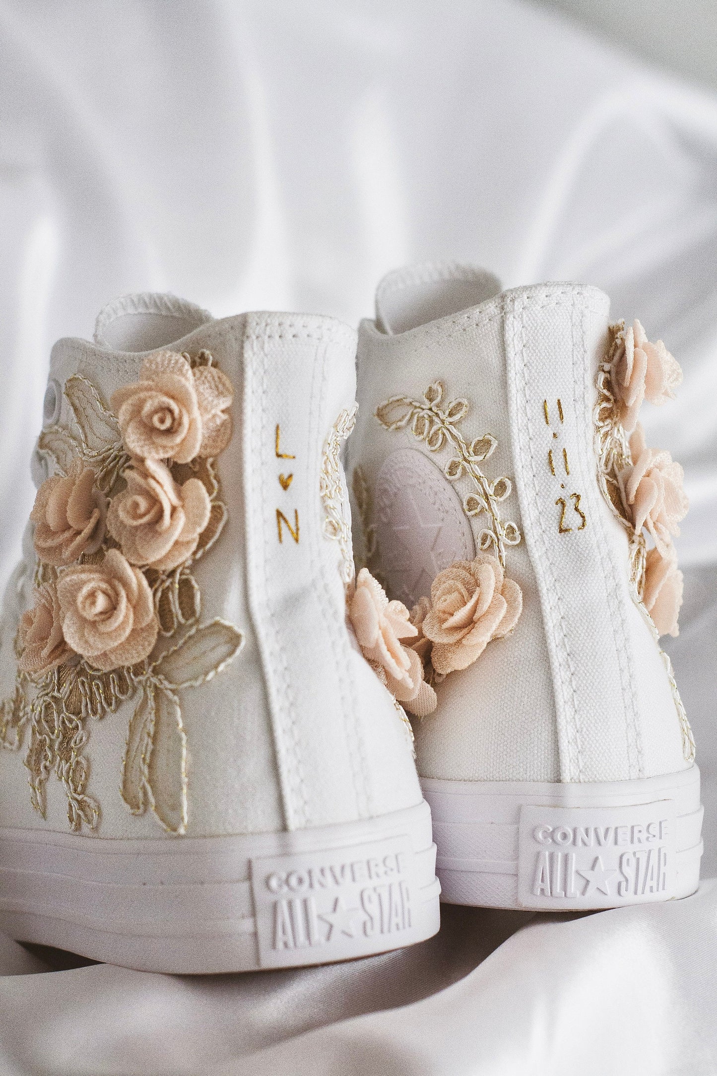 Rose Gold Embroidered Bridal Sneakers