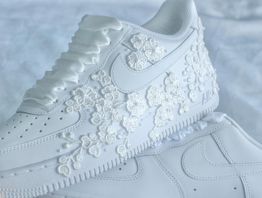 Bespoke Floral Lace Pearl Sneakers
