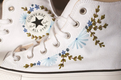 Bespoke 'Something Blue' Embroidered Bridal Platform Sneakers