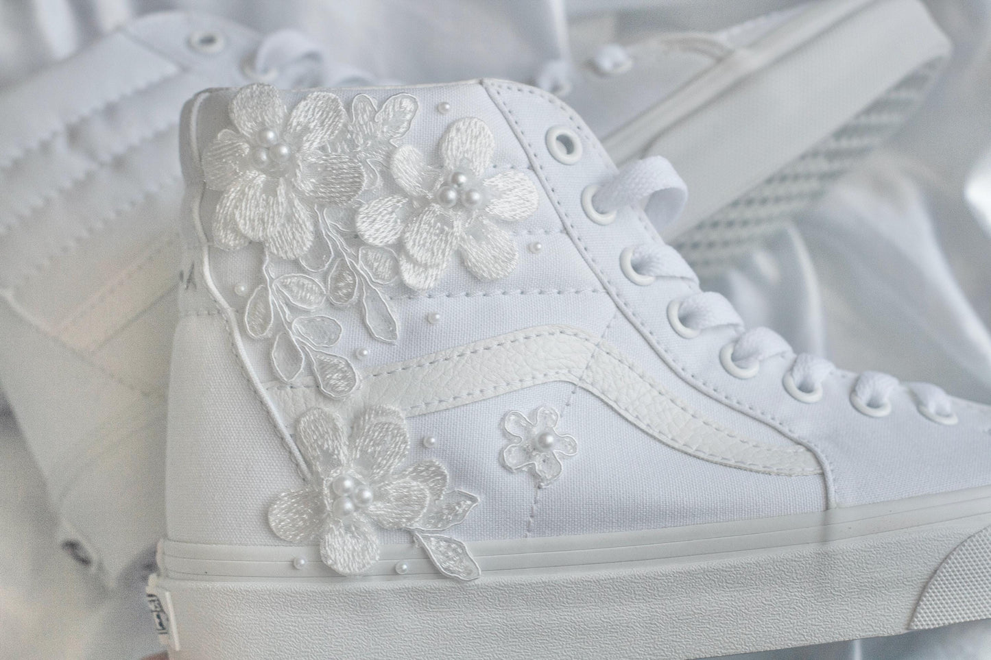 Bespoke Luxury Floral High-top Bridal Sneakers